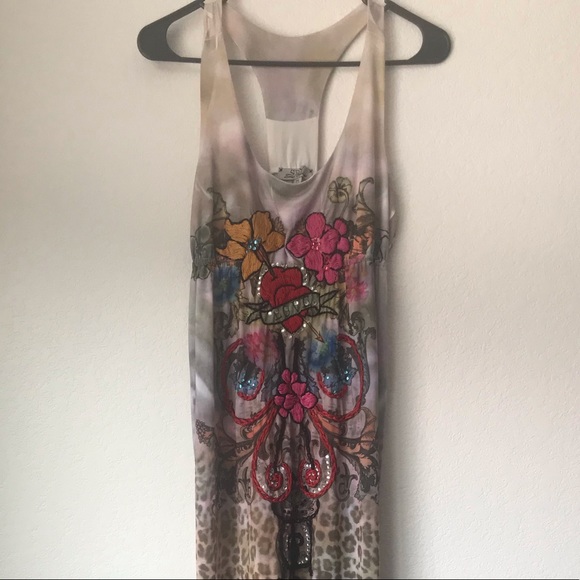 Spy Leopard Embroidered Multi Color Racerback Dress - Picture 1 of 8
